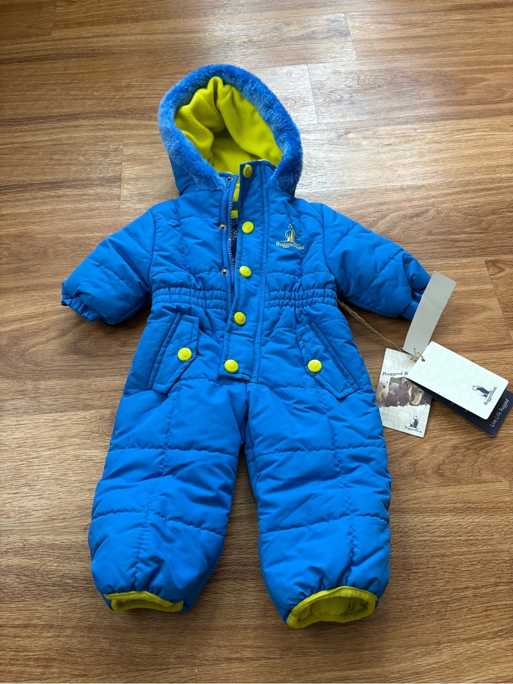Blue & Yellow Infant Winter Snowsuit with Hood